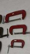 Assorted Ductile Iron C-Clamps, Red and Uncoated, Various Sizes