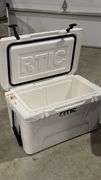 RTIC 45 Hard Cooler, White, Heavy-duty T-latches, Rope Handles