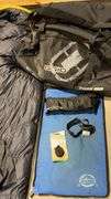 OGIO Trucker 8800 Duffel Bag, Sleeping Bag, Headlamp, Nite Ize Strap