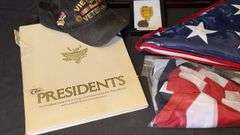 WWII American Defense Medal, Vietnam Veteran Cap, Flag in Display Case