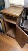 Brown Wooden End Table Cabinet, 1 Shelf, with Cabinet Door