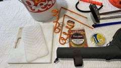 Ice Fishing Gear Set with Seaguar Line, Rod Bag, Auger Anchors, Tip-Up