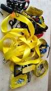 TRS Ratchet Straps and 30,000 lbs Tow Strap, Yellow and Red