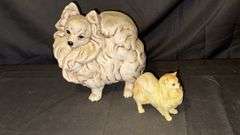 Ceramic Dog Figurines, Pomeranian, 20th Century