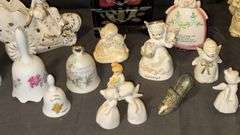Porcelain Figurines Collection, 14 Pieces, Bells & Angels, Holiday Theme