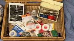 Sewing Cabinet, Sew Pro Sew E-Z Genii Sewing Machine with Accessories and Case