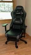 Dowinx Black and Gray Gaming Chair, Adjustable Recline, Headrest & Lumbar Support
