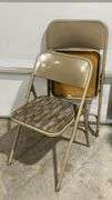 Beige Metal Frame Folding Chairs, Fabric Seat, Stackable
