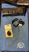 OGIO Trucker 8800 Duffel Bag, Sleeping Bag, Headlamp, Nite Ize Strap