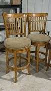 Set of 3 Wooden Bar Stools with Swivel Seats and Footrests, 47" Height