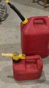 Red Gasoline Containers, 5 Gallon & 1.25 Gallon Capacity, High-Density Polyethylene