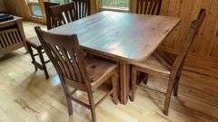 Tall Square Wooden Dining Table Set with 6 Chairs, Built-in Storage Cabinets