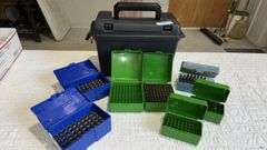 Brass Parts in Green & Blue Plastic Storage Boxes with Hunter Case