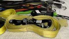 Tie Down Straps and Bungee Cords Set, Multiple Colors, Ratchet Mechanism