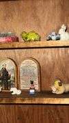 Wooden Display Cabinet with Glass Door and Figurines, 3 Shelves, Brown