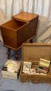 Sewing Cabinet, Sew Pro Sew E-Z Genii Sewing Machine with Accessories and Case