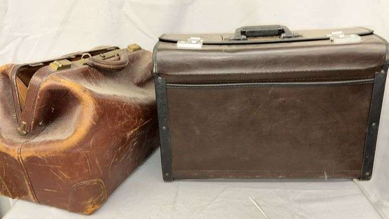 Leather Briefcase, Brown, 19x8x13 in, Buckle and Clasp Closure, Multiple Compartments