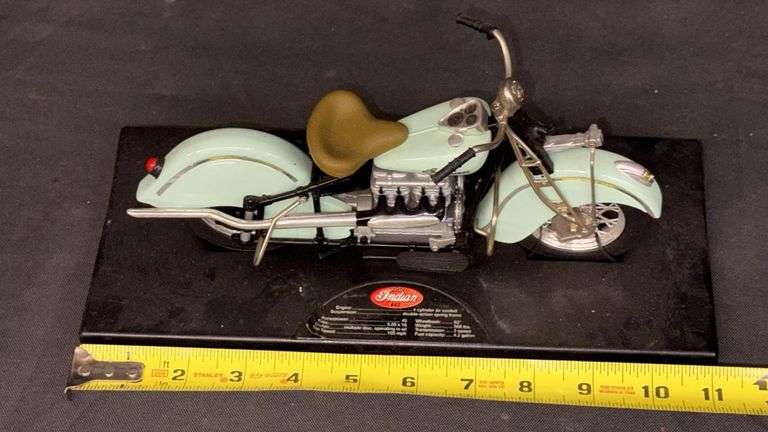 Indian 442 Model Motorcycle, Aqua and Red, 4 Cylinder Air Cooled Engine