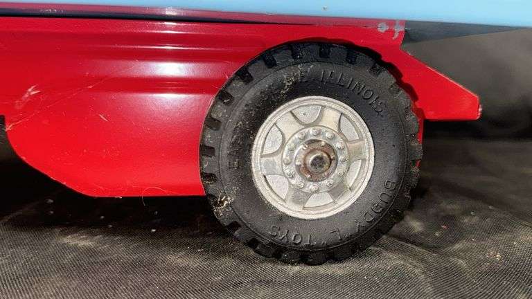 Buddy L Vintage Red and Blue Metal Dump Truck, USA, 20 x 7Â½ x 10 inches