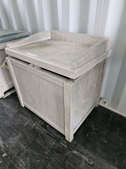 Suncast Outdoor Storage Box, 22" x 17" x 23", Plastic, Beige
