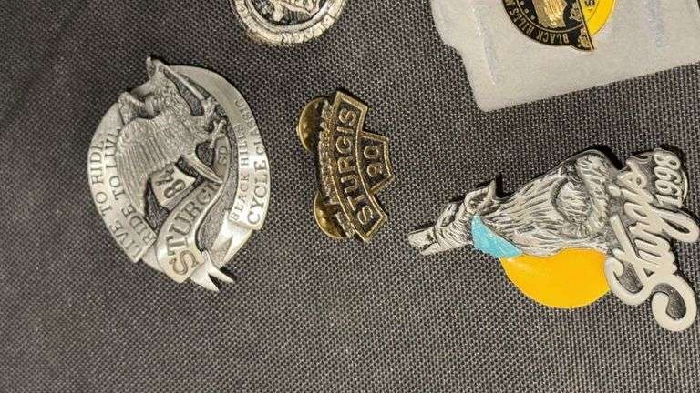 Sturgis Motorcycle Rally Collectible Pins, 1988-1993, Various Designs