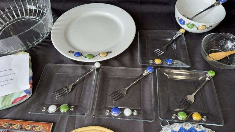 Glass & Ceramic Tableware, Colorful Bead Accents