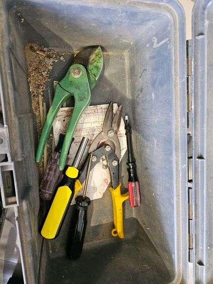 Plano Toolbox with Assorted Tools, Pruning Shears, Screwdrivers, Level