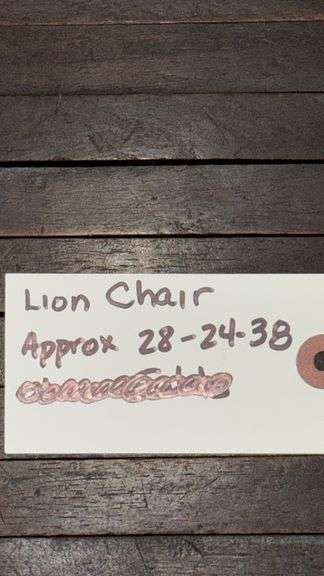 Intricately Carved Wooden Lion Chair, Approx. 28" x 24" x 38"