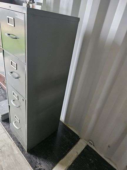 4-Drawer Gray Metal Filing Cabinet, 52"x18"x15"