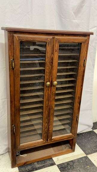 Wooden Display Cabinet, Glass Doors, 47" x 23" x 12", Brown