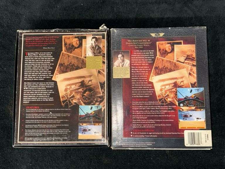 Red Baron PC Game Boxes by Dynamix, Combat Flight Simulator, 1990 Release - Not Complete
