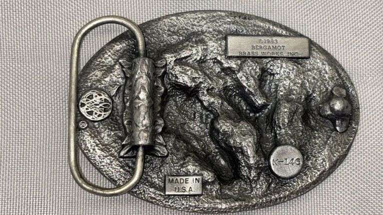 Vintage Wells Fargo & Co Belt Buckle Set, Texas Ranger, Longhorn