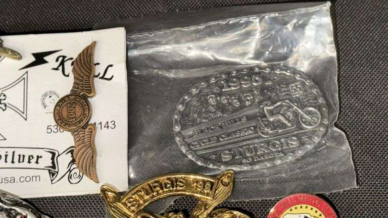 Sturgis Motorcycle Rally Collectible Pins, 1995-2003, Silver Skull USA