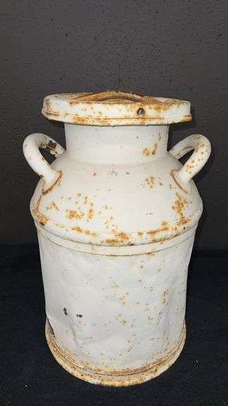 Antique White Metal Milk Can