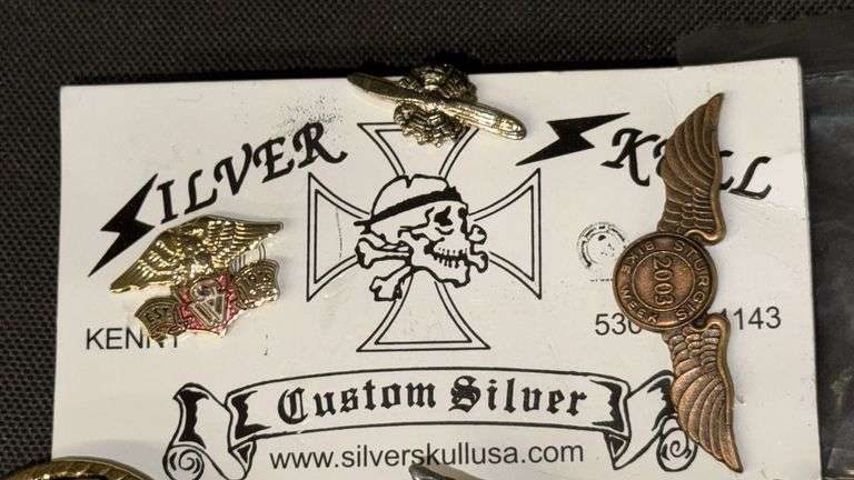 Sturgis Motorcycle Rally Collectible Pins, 1995-2003, Silver Skull USA