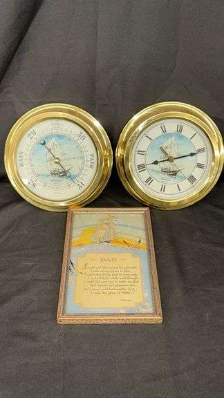 Nautical Brass Clock and Barometer Set, Brass Material