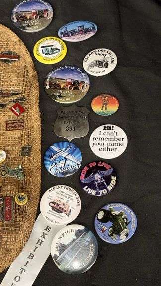 Vintage Collection of 50+ Pins & Badges, Tractors & Motorcycles Theme