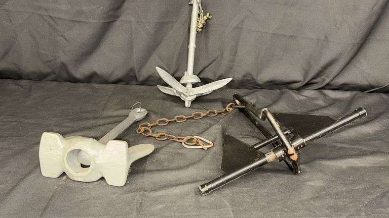 Boat Anchors Set - Fluke, Danforth, Grapnel Types
