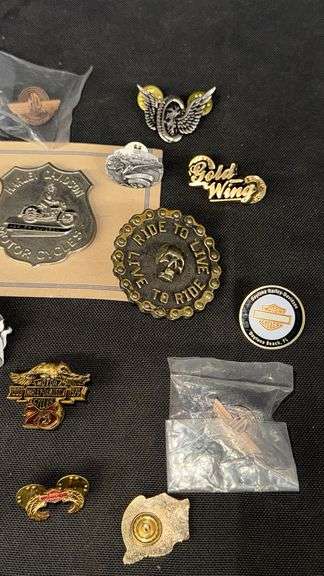 Harley Davidson & Honda Motorcycle Pins and Badges Collection