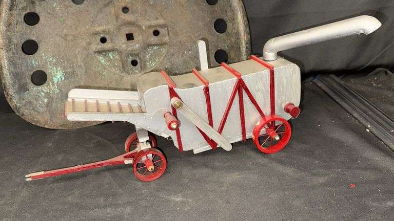 Vintage Tractor Seat & Miniature Threshing Machine Model