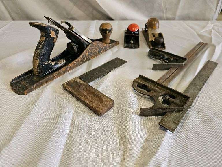 Vintage Stanley & Other Hand Planes & Combination Squares, Cast Iron & Wood