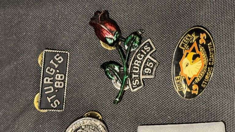 Sturgis Motorcycle Rally Collectible Pins, 1988-1993, Various Designs