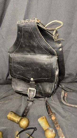 Horse Tack and Farrier Tools Set, Leather Bag, 6 Metal Tools, Vintage Equipment