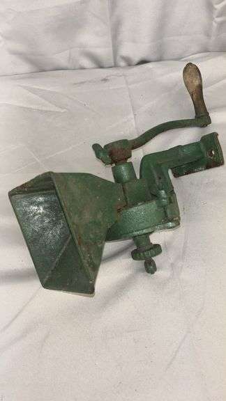 Arcade Manual Coffee Grinder, Cast Iron, Green, Clamp-On, Wooden Handle