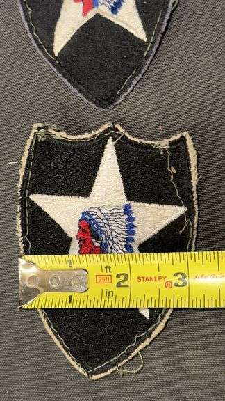WWII Era 2nd Infantry Division Military Patches, Embroidered Fabric.