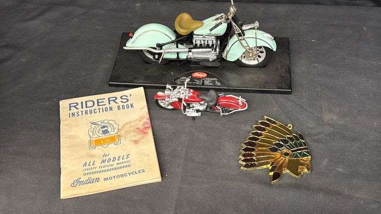 Indian 442 Model Motorcycle, Aqua and Red, 4 Cylinder Air Cooled Engine