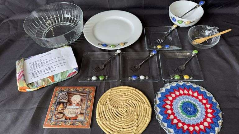 Glass & Ceramic Tableware, Colorful Bead Accents