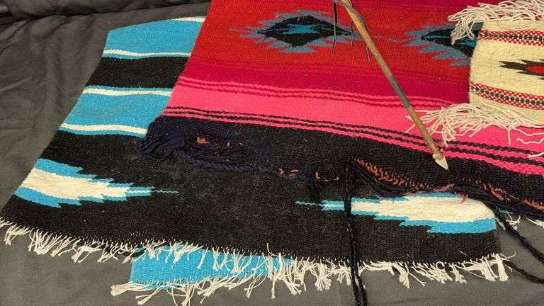 Native American Style Textiles and Decorative Arrow, Woven Patterns