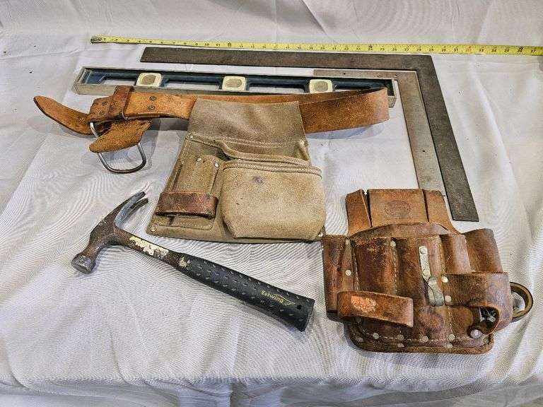 Carpenter's Tool Set with Eastwing Hammer, Leather Tool Belt, Square, and Level