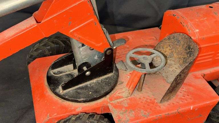 Vintage Nylint Toys Metal Bulldozer Loader, Red, Functional Arm